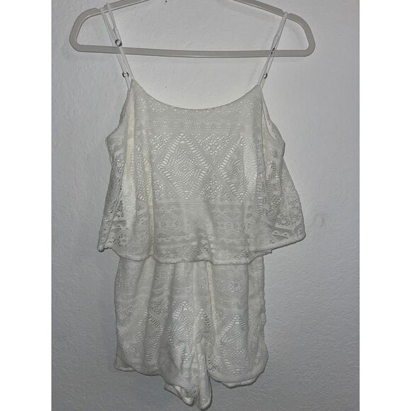 Aeropostale Women's White Lace Romper Adjustable Straps Small Size #8 - Picture 1 of 5